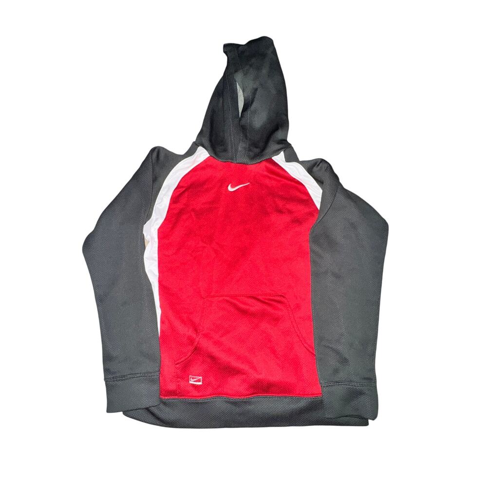 Nike Performance Long Sleeve Shirt Women's Size L 14-16 Red White Black Hooded